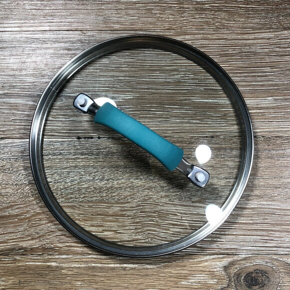 Rachel Ray Replacement Lid Teal Stay Cool Handle Glass 7 5/8” OD  7” Inner - Picture 1 of 3